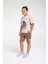 04 - 14 Yaş Erkek Çocuk Gri - Kahve Surf Vibes Şortlu Takım 1