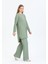 Kadın Bürümcük Kumaş Tunik-Pantolon Takım Haki 4