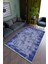 Salon Halısı Modern Lacivert Yolluk Kaymaz Yuvarlak Oval Kesme Ince Yıkanabilir Halı 1