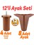 Sedir 12'li Set Mobilya Koltuk Kanepe Baza Tv Ünitesi Çekyat Destek Ayağı 12 Cm Kahverengi Ayakları 1