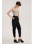 Siyah Keten Karışımlı Jogger Pantolon 3