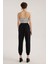 Siyah Keten Karışımlı Jogger Pantolon 4