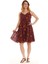 Askılı Vual Bordo Kısa Elbise 1