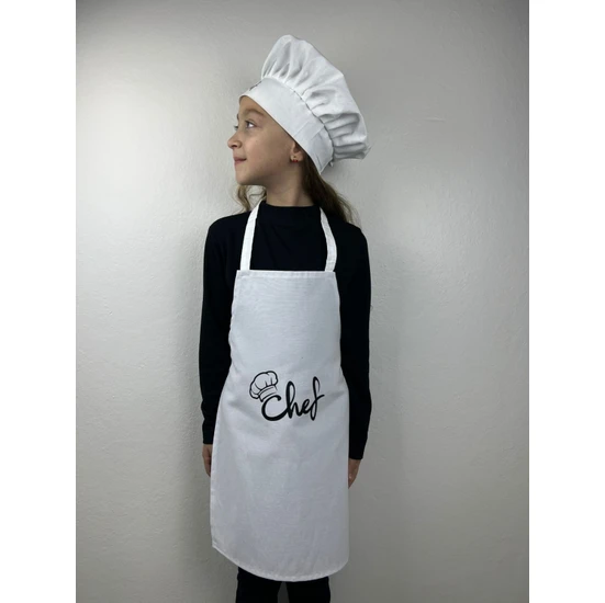 Nazhira Tekstil Çocuk Chef Şapkalı Etkinlik Önlüğü Beyaz