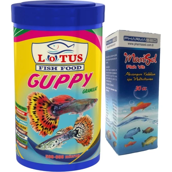 Lotus Guppy Granulat 100ML Tropikal Akvaryum Balık Yemi ve Vitamini