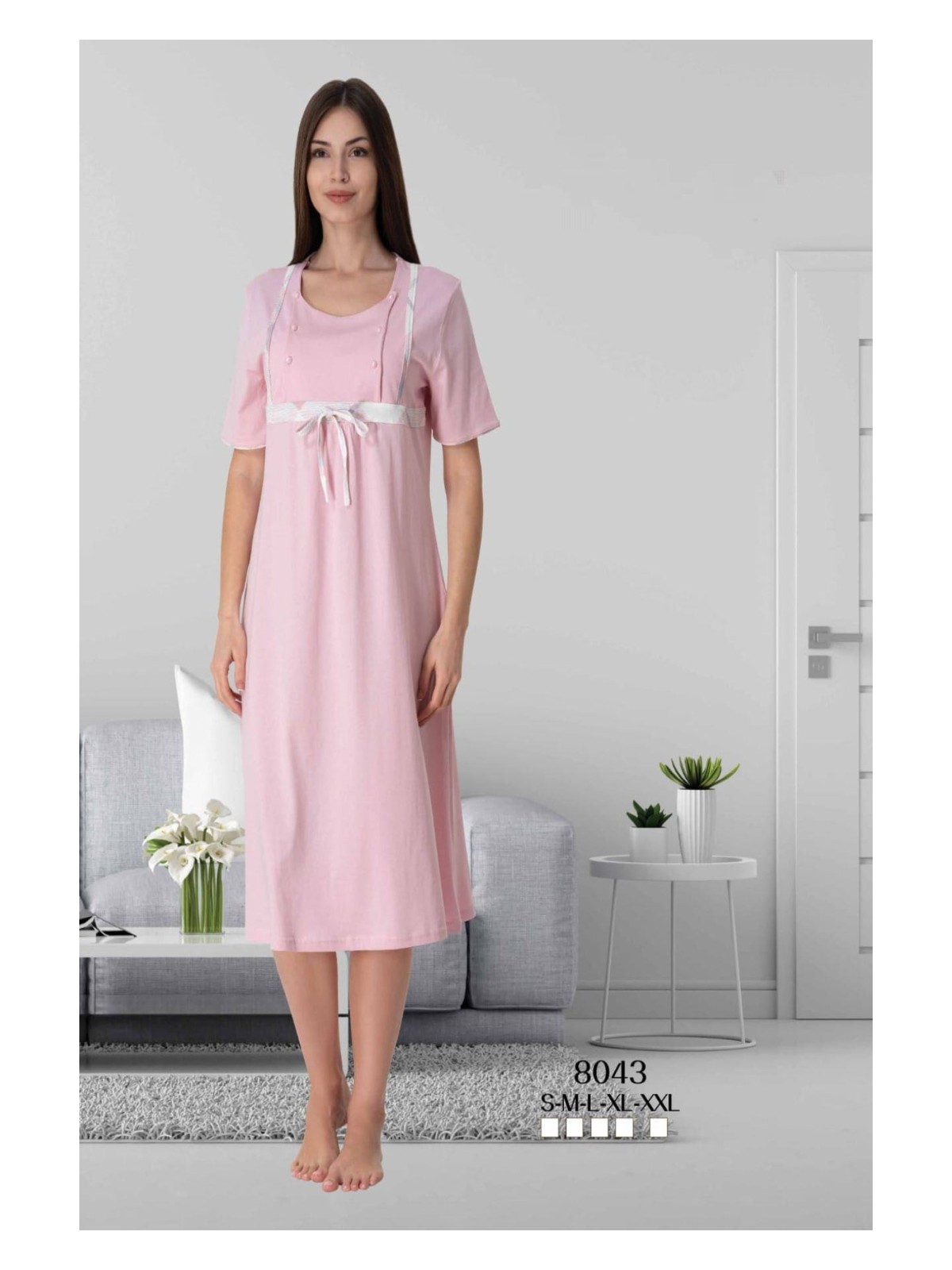 Effortt Mavi Hamile Lohusa Gecelik - Görsel 4