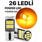 Sisa T10 LED 26 Ledli W5W Metal Ultra Power TURUNCU Park Plaka Tavan Ampulü 1 TAKIM