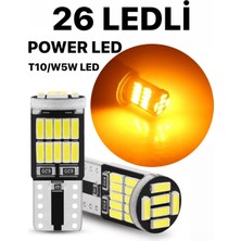 Sisa T10 LED 26 Ledli W5W Metal Ultra Power TURUNCU Park Plaka Tavan Ampulü 1 TAKIM