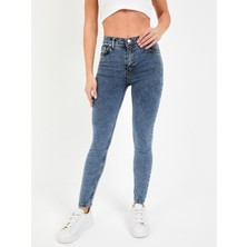 Geenz Siyah Yüksek Bel Dar Paça Skinny Power Likralı Kot Pantalon