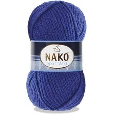 Nako Sport Wool 10472 5 Adet Eşarp Bere Panço Hırka Iplikleri Saks Mavisi