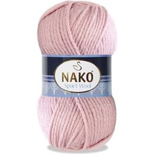 Nako Sport Wool 10639 5 Adet Eşarp Bere Panço Hırka Iplikleri Pudra