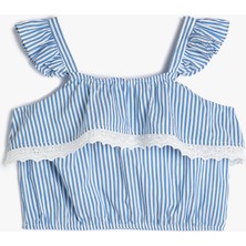 Koton Crop Bluz Askılı Fırfırlı Fisto Detaylı