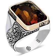 Stil Love ​gümüş Akik Taşlı Köşeli Erkek Yüzük