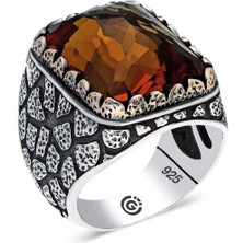 Stil Love ​gümüş Kahverengi Zirkon Taşlı Kare Erkek Yüzük