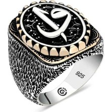 Stil Love Gümüş Elif Vav Oval Erkek Yüzük