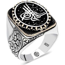 Stil Love Gümüş Tuğra Oval Erkek Yüzük