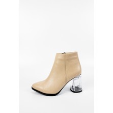 Adelfa Kadın Bej Saydam Topuklu Su Geçirmez Fermuarlı Bot