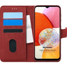 Microsonic Samsung Galaxy A14 Kılıf Fabric Book Wallet Kırmızı