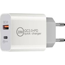 Teknomila Hızlı Şarj Adaptör 20W Pd 3.0 Quick Charge Type C +Usb A