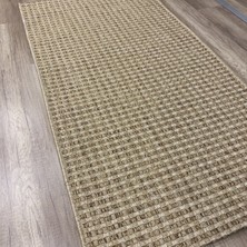 Kahverengi Kareli Örgü Desenli Sisal Jüt Halı - Hasır Görünümlü Halı - Hoom Rugs Sisal Jüt 667