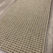 Kahverengi Kareli Örgü Desenli Sisal Jüt Halı - Hasır Görünümlü Halı - Hoom Rugs Sisal Jüt 667