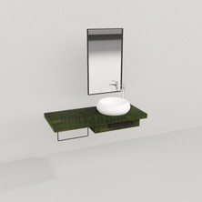 Deryawood Genüs Ahşap Banyo Rafı 40*80*76 Yeşil Eskitme