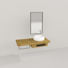 Deryawood Genüs Ahşap Banyo Rafı 40*130*76 Naturel