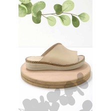Bambi Bej Leather Kadın Terlik K04281204003