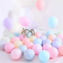 Balonevi 50 Adet Soft Pastel Renk Karışık Makaron Balon Parti Malzemesi