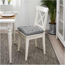 IKEA Gri Renk Sandalye Minderi Meridyendukkan 38X38X6.5 cm Pamuk Minder-Bağcıklı Gri