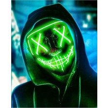 EC Shop Teknoloji World Hallowen LED Işıklı Neon Maske 3 Modlu Parti Eğlence Maskesi Yeşil