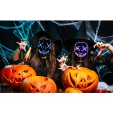 EC Shop Teknoloji World Hallowen LED Işıklı Neon Maske 3 Modlu Parti Eğlence Maskesi Mor