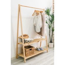 EC Shop Wood Bazaar Konfeksiyon Elbise Askılık Iki Raflı 148 x 106 cm