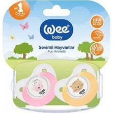 Wee Baby Sevimli Hayvanlar Damaklı No:1 0-6 Ay 2'li Emzik-Pembe