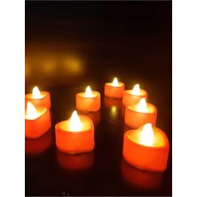 Kazım Alıç Ledli Mum Kalpli Mum Tealight Mum LED Işıklı Dumansız Pilli Kalpli LED Mum 10 Adet
