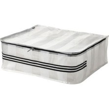 IKEA Saklama Kutusu,Hurç Fermuarlı 55 x 49 x 19 cm Meridyendukkan Beyaz-Siyah Renk Dolap Içi Düzenleyic