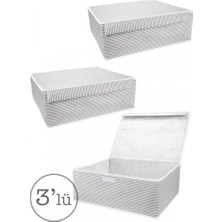 Venitahome 3 Adet Kapaklı Çok Amaçlı Çamaşır-Saklama-Düzenleme Vb Hurç, Kutu Baza 50 x 40 x 19