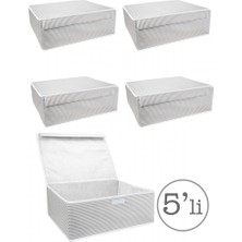 Venitahome 5 Adet Kapaklı Çok Amaçlı Çamaşır-Saklama-Düzenleme Vb Hurç, Kutu Baza 50 x 40 x 19