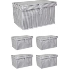 Tofipashop 5 Adet Kapaklı Çok Amaçlı Çamaşır Saklama Düzenleme Hurç, Kutu Mini 40 x 30 x 26 Gri