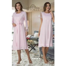 Effortt 2055 Effortt Kadın Pembe Sabahlıklı Lohusa Gecelik Takım