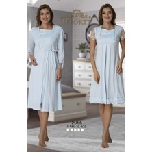 Effortt 2055 Effortt Kadın Mavi Sabahlıklı Lohusa Gecelik Takım