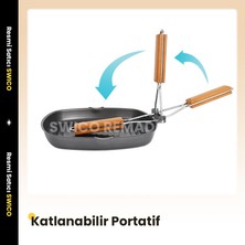 Swico Remado Ahşap Katlanır Saplı Kamp Karbon Çelik Izgara Tava (Yurt Dışından)