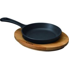 Lava Döküm Yuvarlak Kızartma Tavası Yekpare Saplı Kayın Servis Ahşabı. ÇAP(Ø)16CM. Lv Eco Y Stv 16