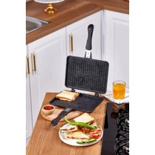 Taç Viva Granit Döküm Ocak Üstü El Tost Tavası Siyah - TAC-6341