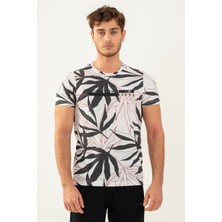 Maraton Regular Erkek Bisiklet Yaka  Beyaz T-shirt