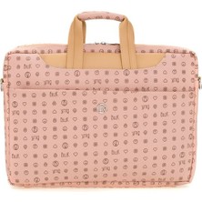 Bilik Deri Monogram Pembe/camel Unisex Laptop & Evrak Çantası Brıefcase-Mn