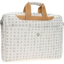 Bilik Deri Monogram Beyaz/camel Unisex Laptop & Evrak Çantası Brıefcase-Mn