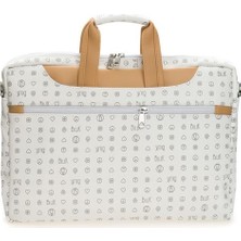 Bilik Deri Monogram Beyaz/camel Unisex Laptop & Evrak Çantası Brıefcase-Mn
