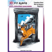F17 Ajans Ütü ile Yapışan Tekstil Baskı Görseli Geyik