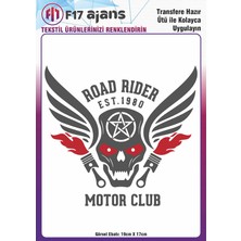 F17 Ajans Ütü ile Yapışan Tekstil Baskı Görseli Road Rider Motor Club
